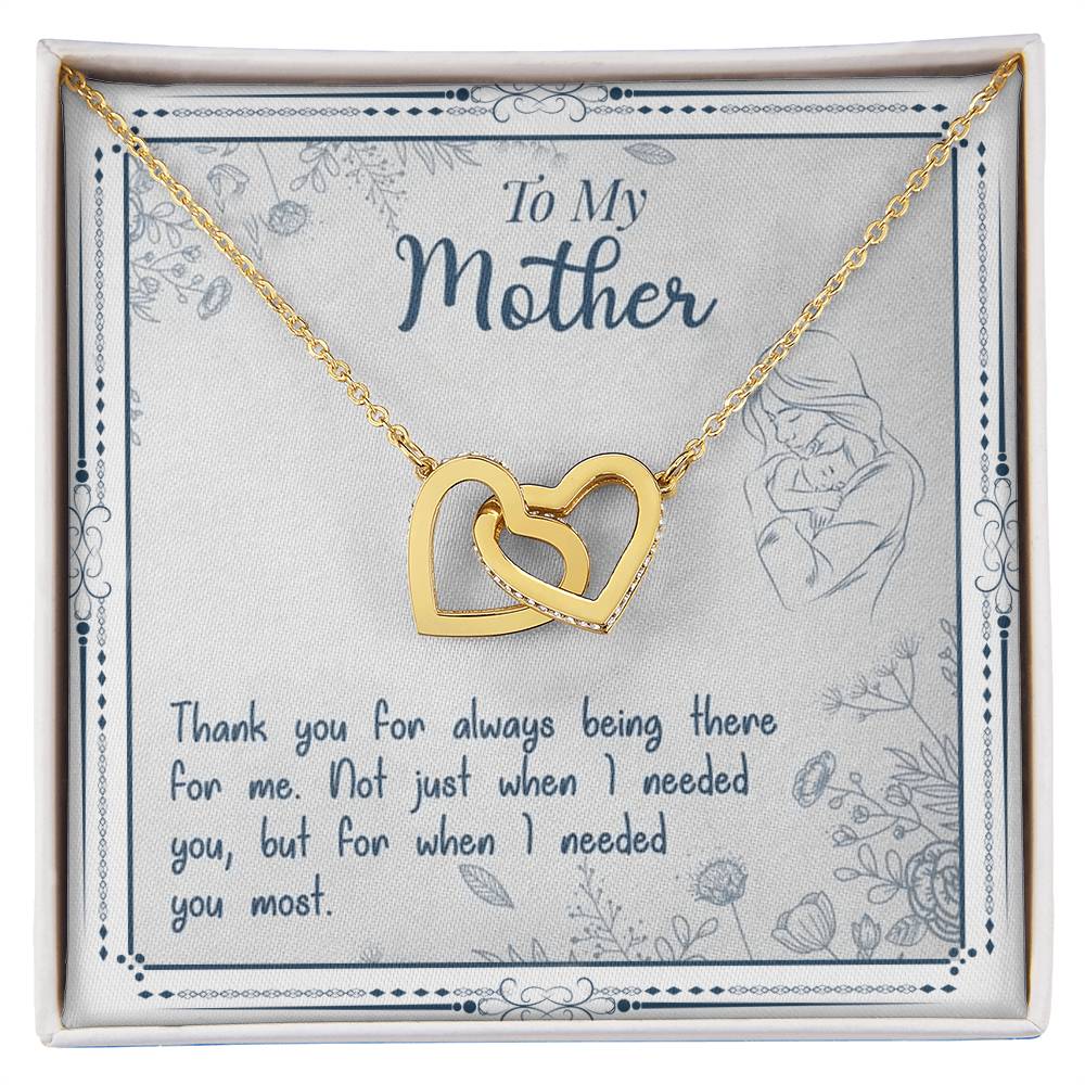 To My Mother Thank You For Always Being There For Me Interlocking Hearts Necklace