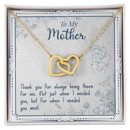 To My Mother Thank You For Always Being There For Me Interlocking Hearts Necklace