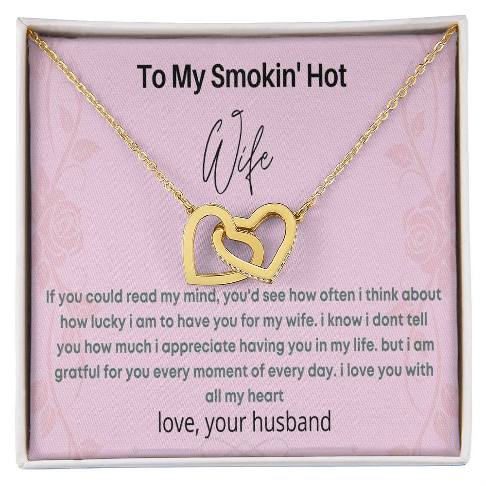 To My Hot Wife Interlocking Hearts Necklace