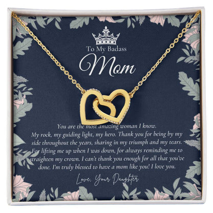 To My Beautiful Mom Necklace Badass Mom Gift Mother’S Day Gift Birthday Gift Gift From Daughter On Wedding Day Interlocking Hearts Necklace