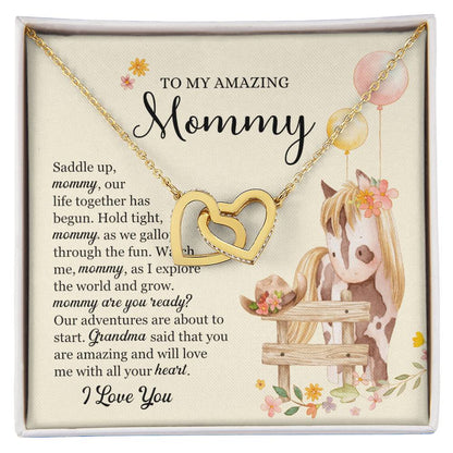 Saddle Up Amazing Mommy Necklace Interlocking Hearts Necklace