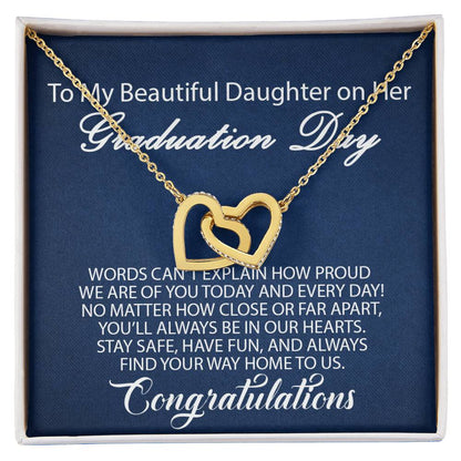 To My Daughter - Graduation Proud Interlocking Hearts Necklace