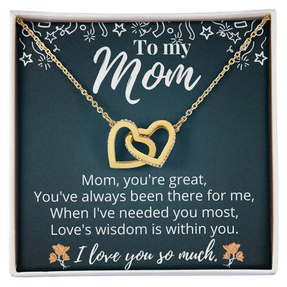 Mother'S Day Gift- Forever Together Love - Never-Ending Love Cubic Zirconia Stones Interlocking Hearts Necklace