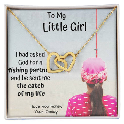 To My Little Girl Interlocking Heart Necklace With Message Card Interlocking Hearts Necklace