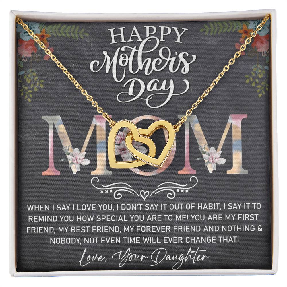 Perfect Gift For Mom- Luxury Necklace With Message Card Interlocking Hearts Necklace