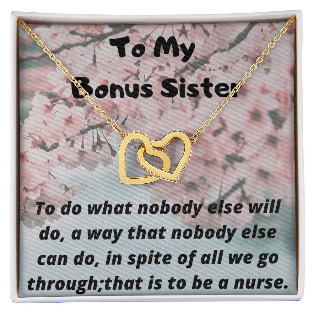 To My Nurse Sister Interlocking Hearts Necklace