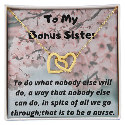 To My Nurse Sister Interlocking Hearts Necklace