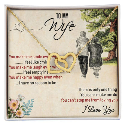To My Wife Interlocking Hearts Necklace Message Card