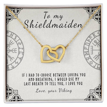 To My Shieldmaiden - I Love You Interlocking Hearts Necklace