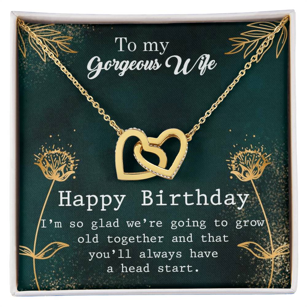 To My Gorgeous Wife - Happy Birthday Gift - Interlocking Hearts Necklace