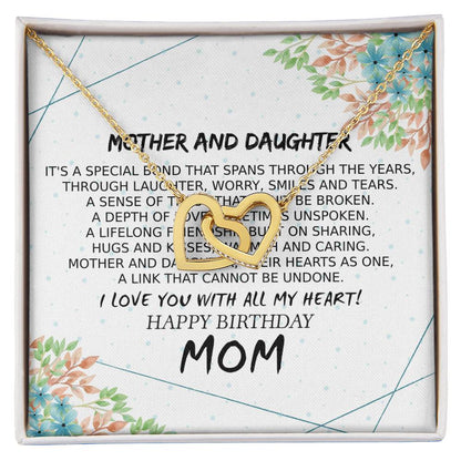 Mom Birthday Card Poem Mother And Daughter Love Interlocking Hearts Necklace