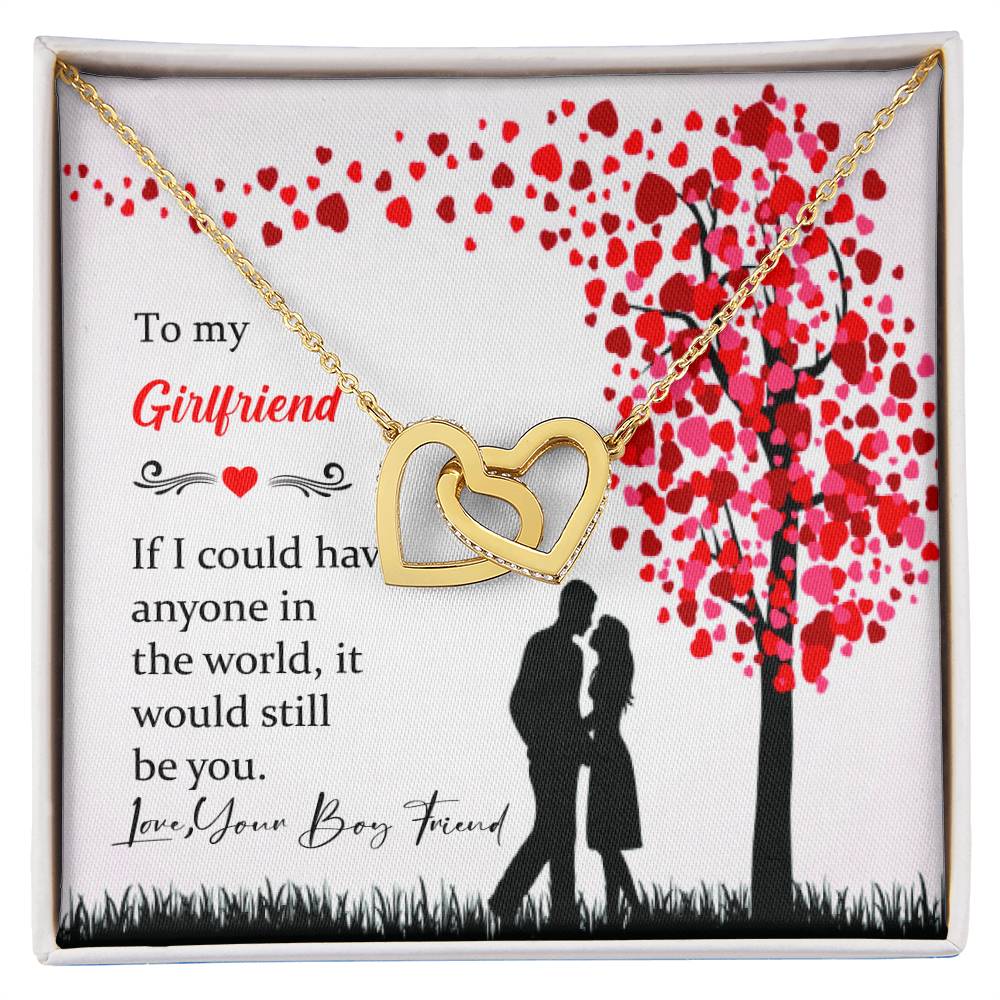 To My Girlfriend Beautiful Interloked High Quality Necklace Love Your Boy Friend. Interlocking Hearts Necklace
