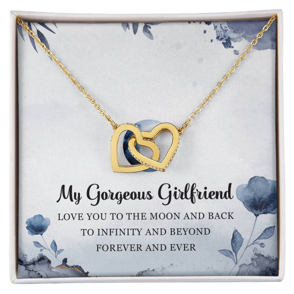 My Gorgeous Girlfriend Interlocking Hearts Necklace Message Card