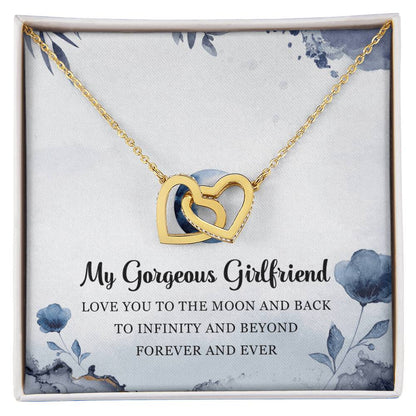 My Gorgeous Girlfriend Interlocking Hearts Necklace Message Card