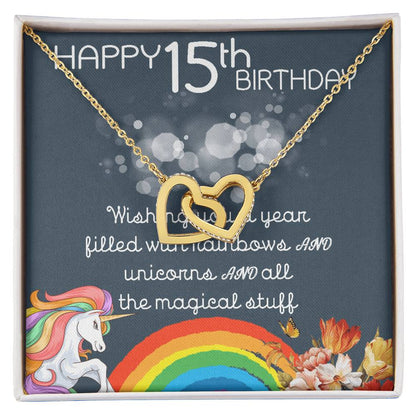 15Th Birthday Necklace Gifts For Girls Cute Unicorn 15 Years Old Girl Jewelry Gift For Daughter Niece Interlocking Necklace Xu246Il08 Interlocking Hearts Necklace