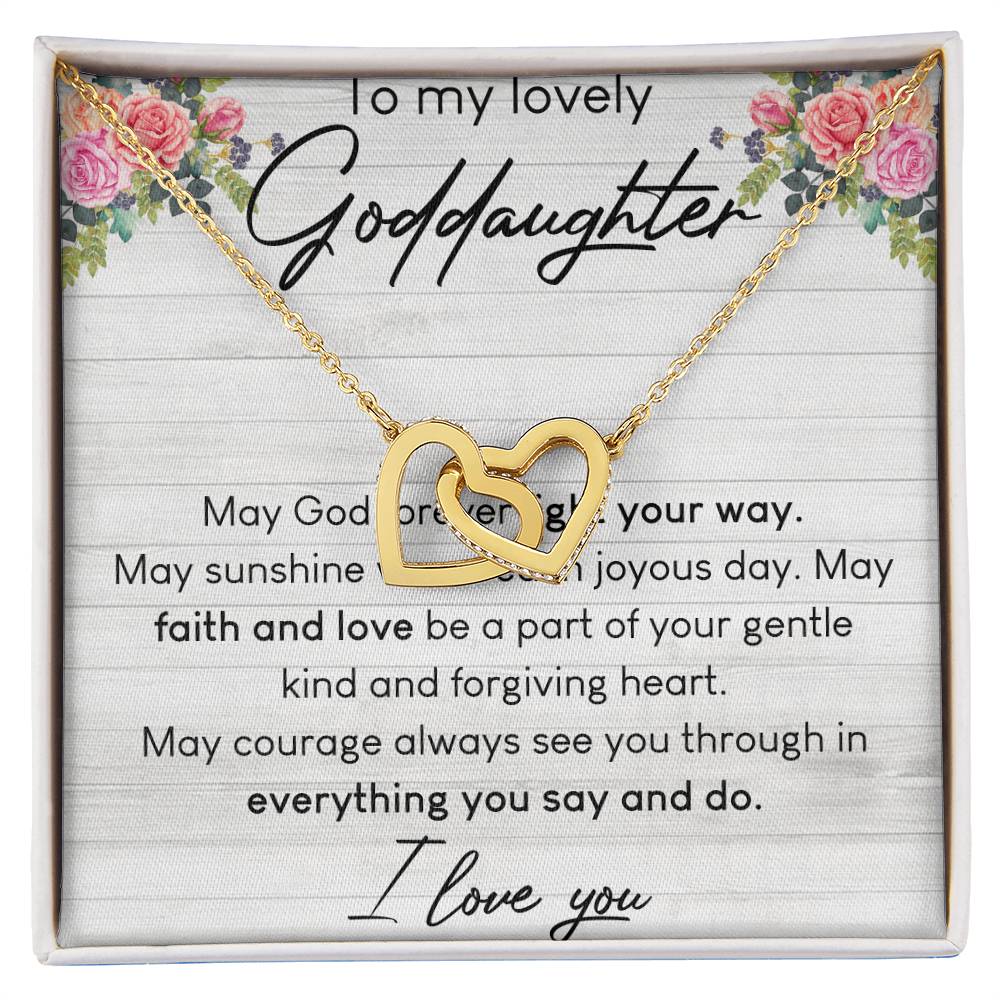 To My Lovely Goddaughter Interlocking Hearts Necklace Birthday Message Card