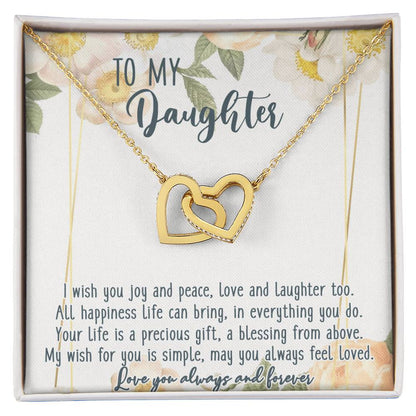 To My Daughter Interlocking Hearts Necklace Message Card
