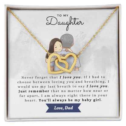 To My Daughter Never Forget Necklace Gift Set Interlocking Hearts Necklace