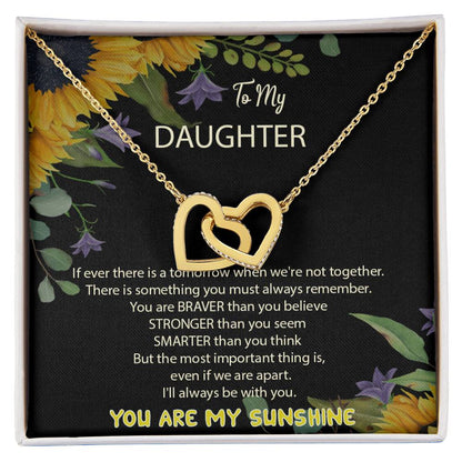 To My Daughter You Are My Sunshine Interlocked Hearts Necklace Interlocking Hearts Necklace