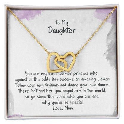 Daughter My Warrior Princess - Hearts Necklace Interlocking Hearts Necklace