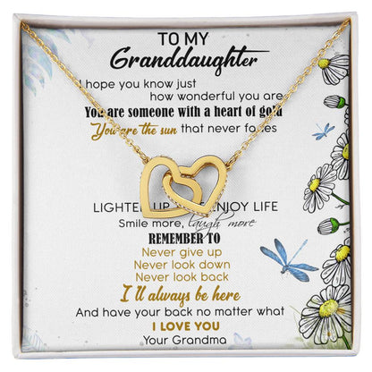 To My Granddaughter Interlocking Hearts Necklace Message Card