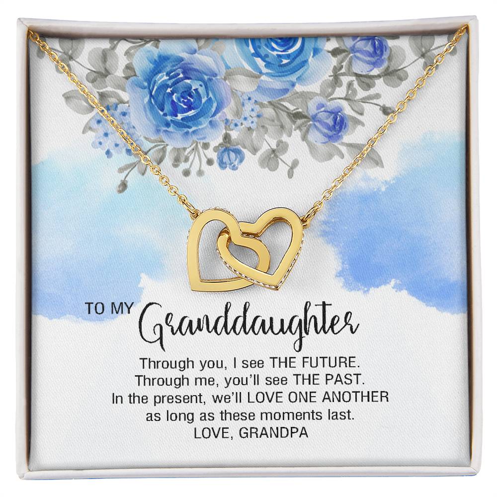 To My Granddaughter From Grandpa - We'Ll Love One Another Interlocking Hearts Necklace
