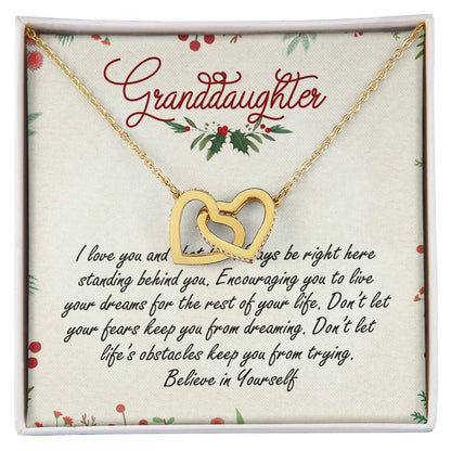 Granddaughter Interlocking Hearts Necklace Message Card