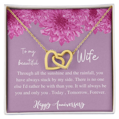 To My Beauiful Wife V2 Interlocking Hearts Necklace