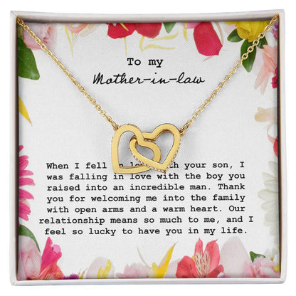 To My Mother In Law When I Fell In Love With Your Son Interlocking Hearts Necklace
