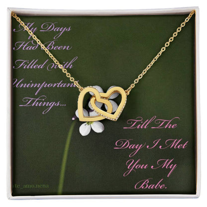 The Day I Met You My Babe Interlocking Hearts Necklace