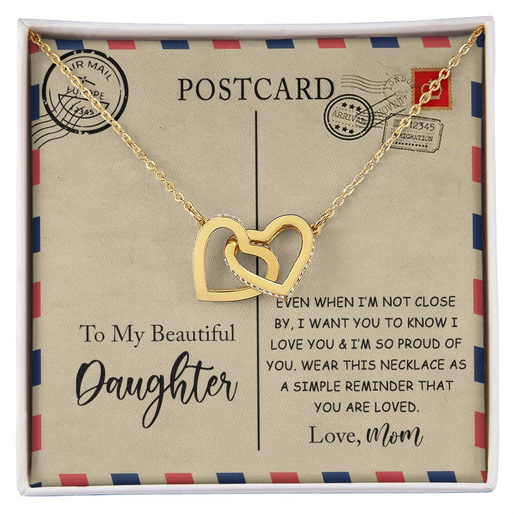 Gift For Daughter A Postcard Card Interlocking Hearts Necklace
