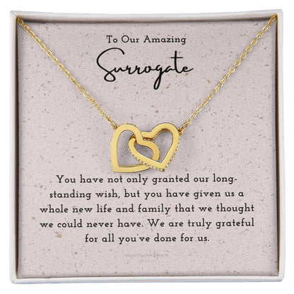 Surrogate Appreciation Gift Surrogate Gift Surrogate Gift With Message Card Surrogate Transfer Day Thank You Gift Interlocking Hearts Necklace