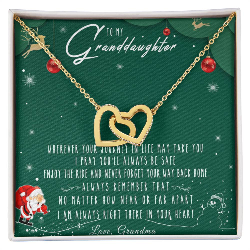 To My Granddaughter Interlocking Hearts Necklace Message Card
