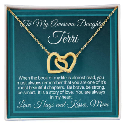 Personalized Awesome Daughter Necklace Gift From Mom Interlocking Hearts Necklace