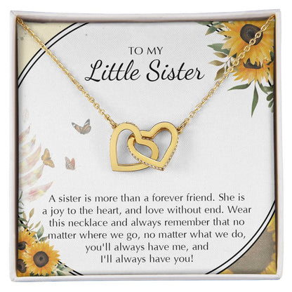 To My Little Sister Necklace Gifts Little Sister Birthday Gift For Little Sister Jewelry Gift For Sister Interlocking Hearts Necklace