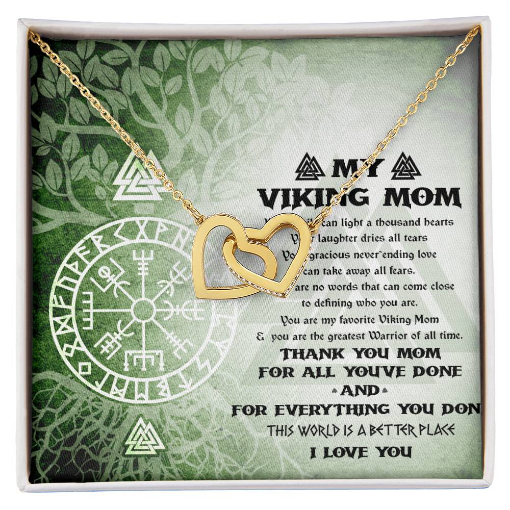 My Viking Mom Necklace - Viking Mother Gift - Mother'S Day Gift Interlocking Hearts Necklace