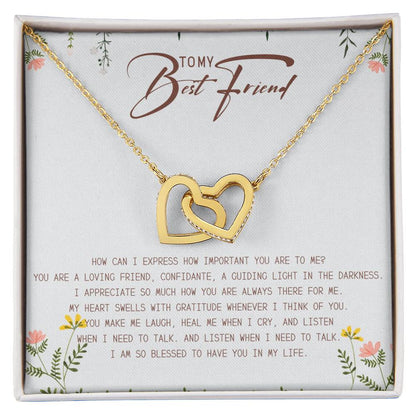 To My Best Friend Interlocking Hearts Necklace Message Card
