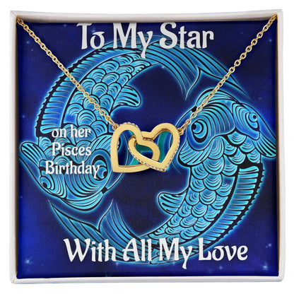 Pisces Necklace Zodiac Pisces Star Sign Gift Zodiac Gift For Women Wife Birthday Gift Interlocking Hearts Necklace