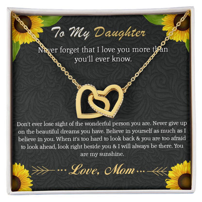To My Daughter - Never Forget That I Love You More Than You'Ll Ever Know Interlocking Hearts Necklace