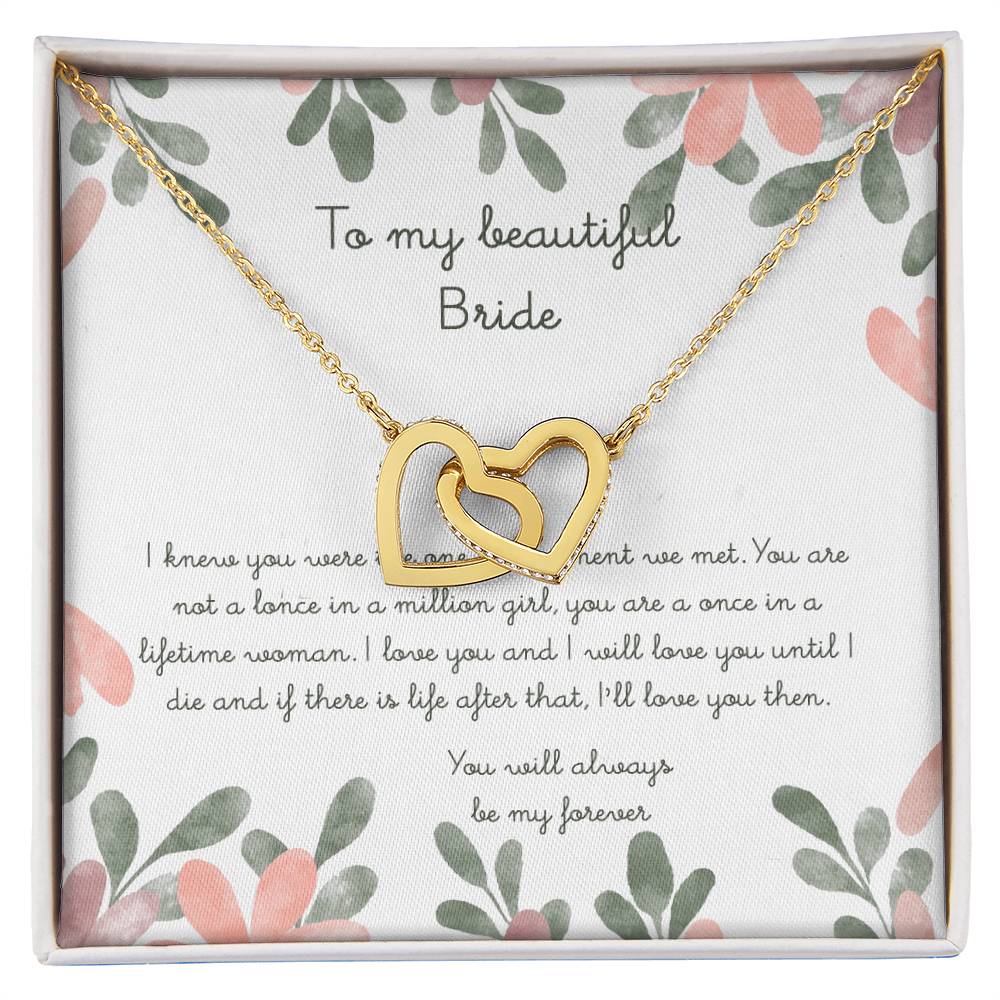 To My Beautiful Bride Interlocking Hearts Necklace