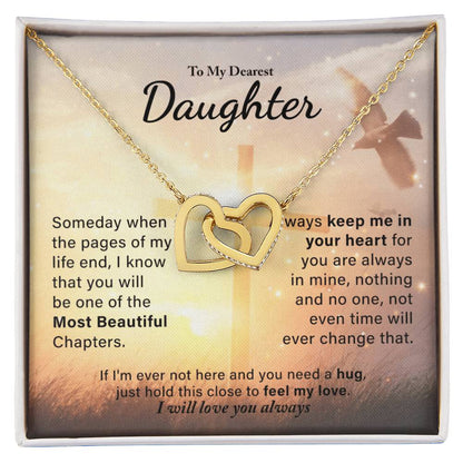 To My Dearest Daughter - Most Beautiful Chapters Interlocking Hearts Necklace