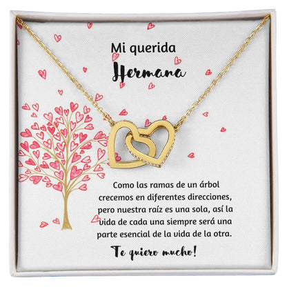 Mi Querida Hermana Como Las Ramas De Un Arbol Crecemos En Diferentes Direcciones Interlocking Hearts Necklace