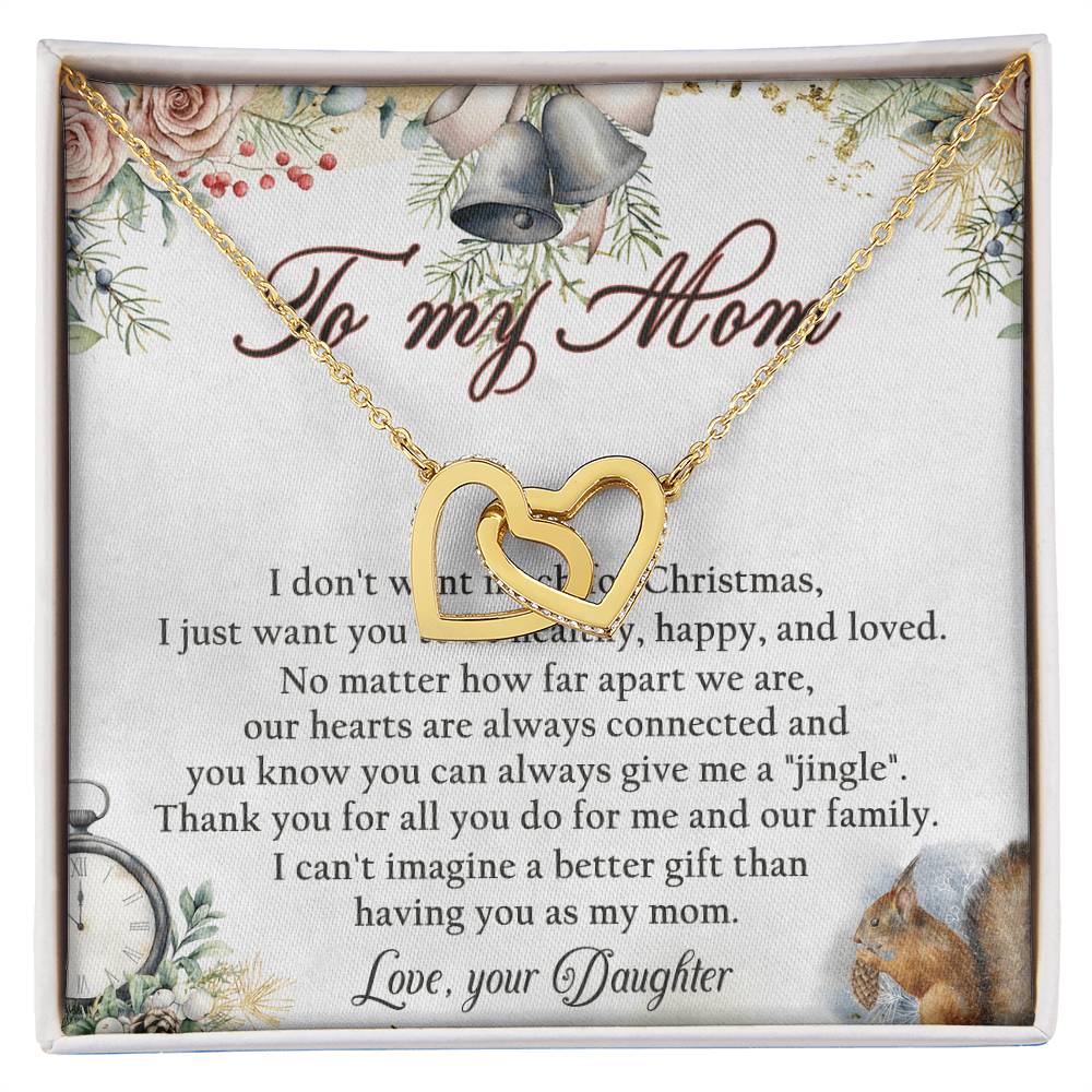 To My Mom Interlocking Hearts Necklace Message Card