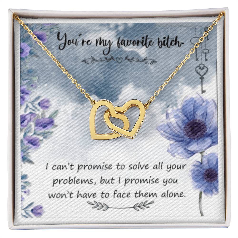 You'Re My Favorite Bitch Interlocking Hearts Necklace