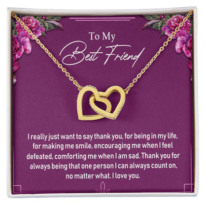 To My Best Friend Interlocking Hearts Necklace Message Card