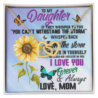 To My Daughter Necklace -Whisper The Storm Interlocking Hearts Necklace