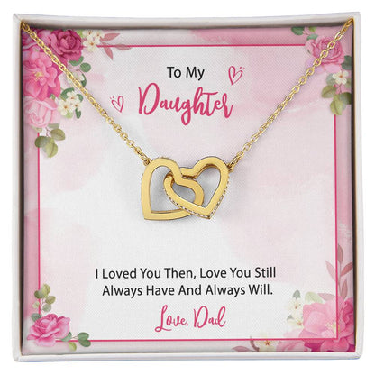 To My Daughter From Dad Interlocking Hearts Necklace