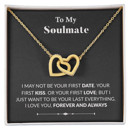 To My Soulmate Interlocking Heart Necklace Wife Necklace Fiancé Neclace Interlocking Hearts Necklace