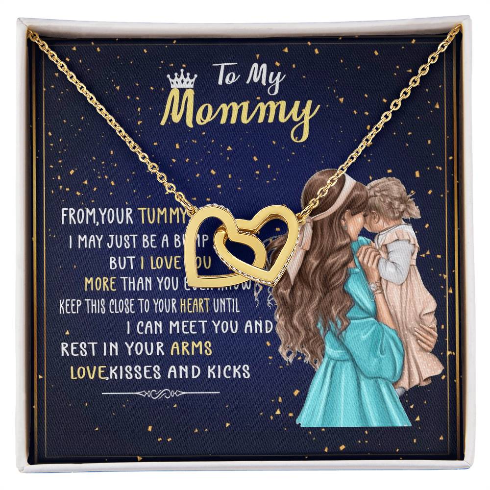 To My Mommy From Your Tummy Interlocking Hearts Necklace