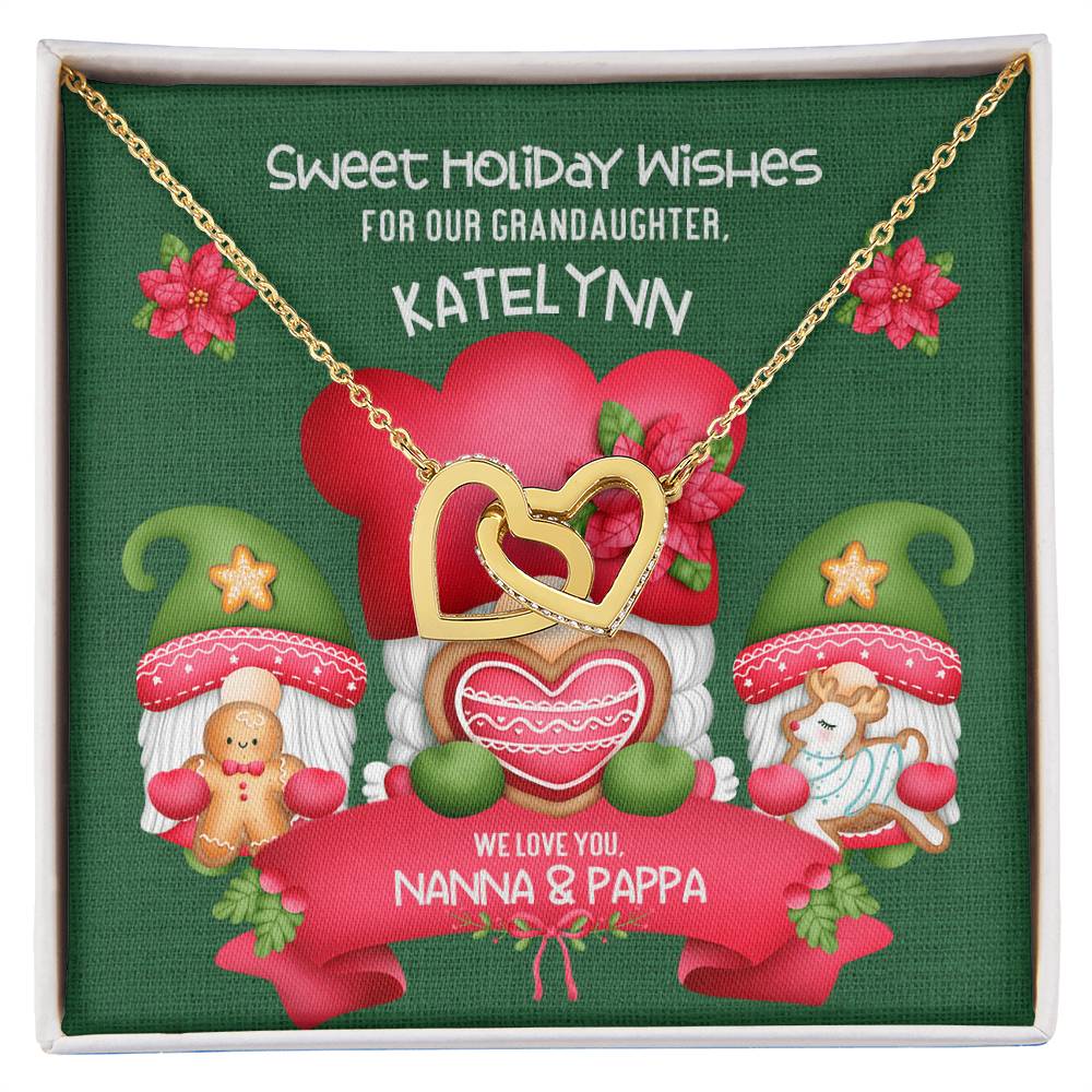 Grandparent To Granddaughter - Sweet Holiday Wishes Fully Customizable Christmas Gift - Personalized Interlocking Hearts Necklace